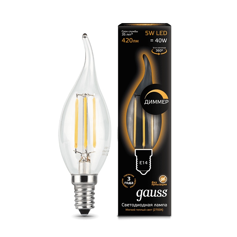 Gauss led filament. Лампа светодиодная Gauss 104801205-d, e14, ca35, 5вт. Лампа светодиодная Gauss 104801105-d, e14, ca35, 5вт. Gauss led филамент свеча на ветру диммируемая e14 5w 420lm 2700k 1/10/50.